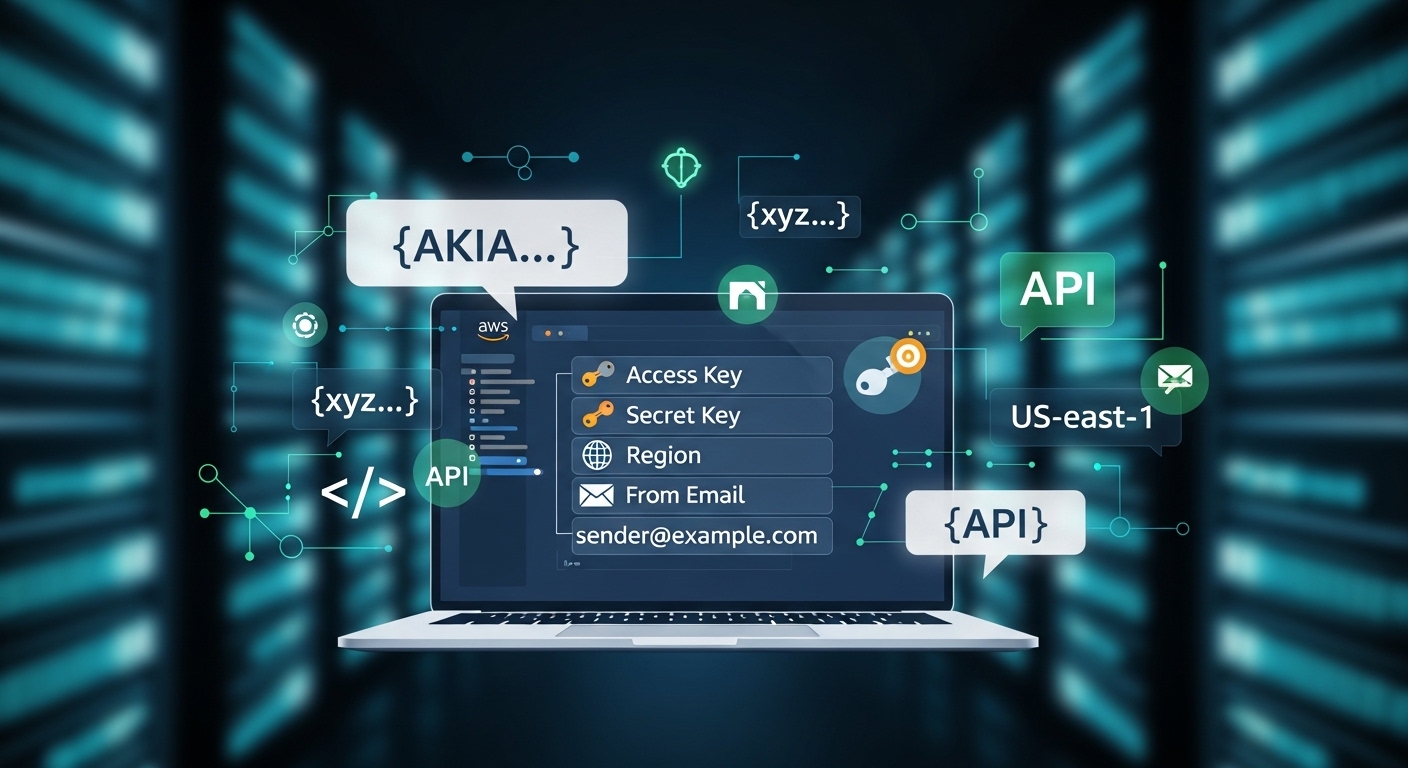 Amazon SES API Credentials Setup Guide – Step by Step (Access Key, Secret Key, Region, From Email)